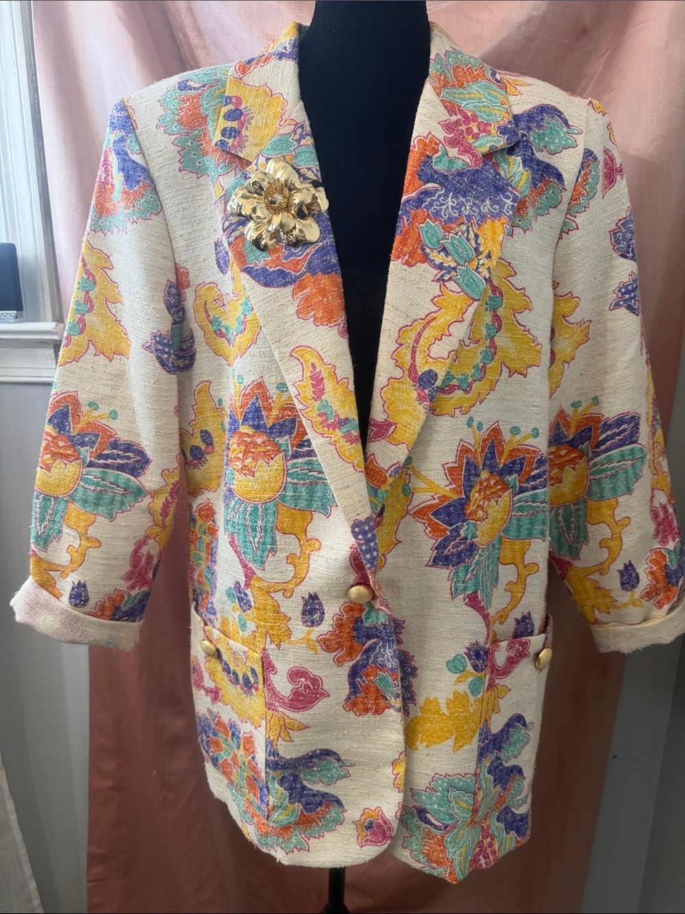 CLAUDE Vintage Floral Print Colorful Bloom Curated Blazer – Aybar’s Glamour Edit